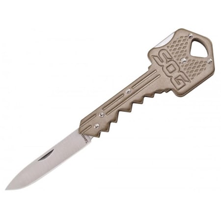 Sog 1.5 in. Straight Edge Key Folding Knife, Brass SOG-KEY102-CP
